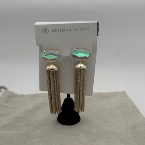 Kendra Scott Gold Freya Tassel Earrings dichroic glass Stones